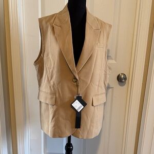 Tan Sleeveless Blazer Vest